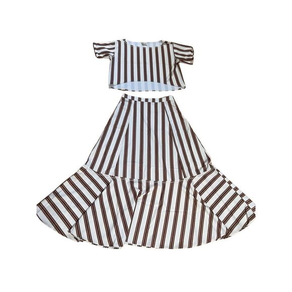 Joyfolie Mia Joy Striped Two Piece Top & Flowing Skirt...